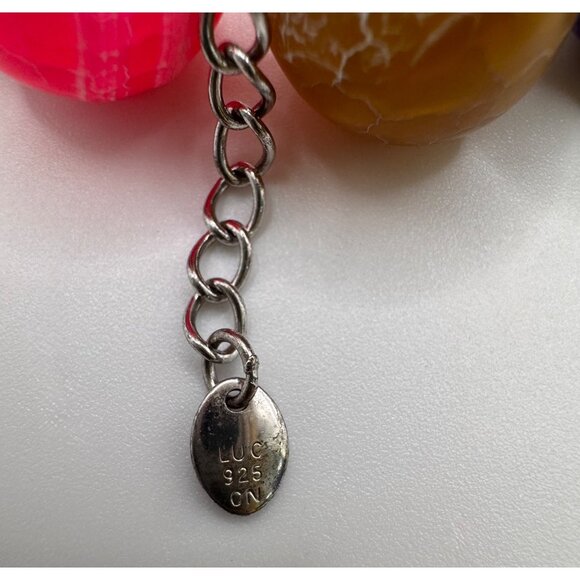 LUC Lucas Lemeth 925 Sterling Silver Dyed Quartz Necklace – Multicolor - Picture 9 of 10